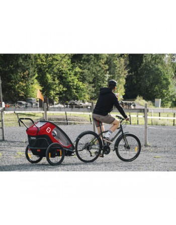 Remorque vélo 2 places enfant avec double siège et amortisseurs Polisport